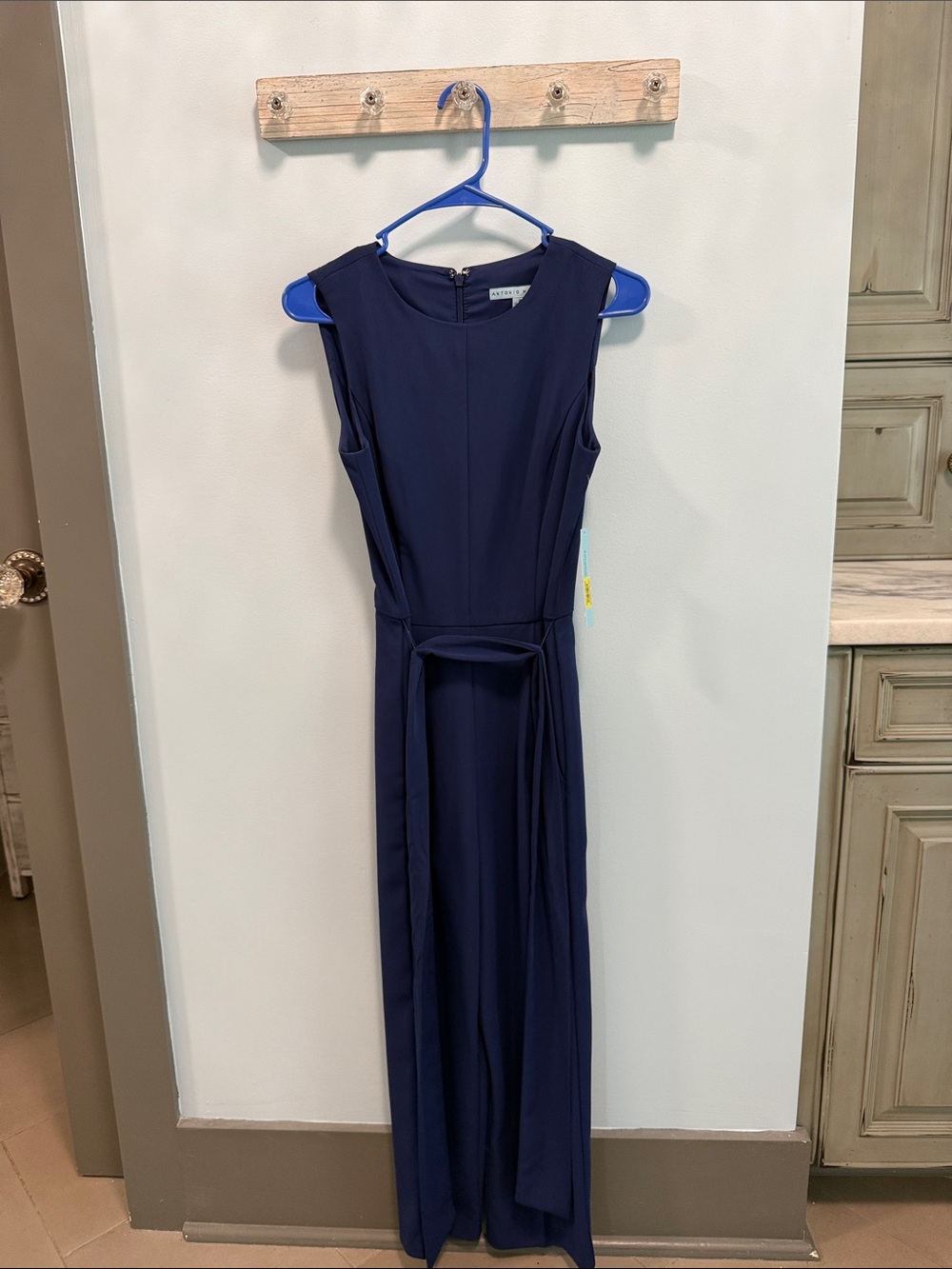 ANTONIO MELANI Navy Sleeveless Jumpsuit with Waist Tie